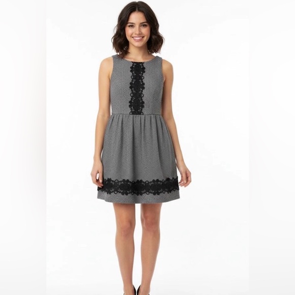 Altar'd State Dresses & Skirts - Altar'd State Black and Gray Sleeveless Lace-Trim Mini Dress